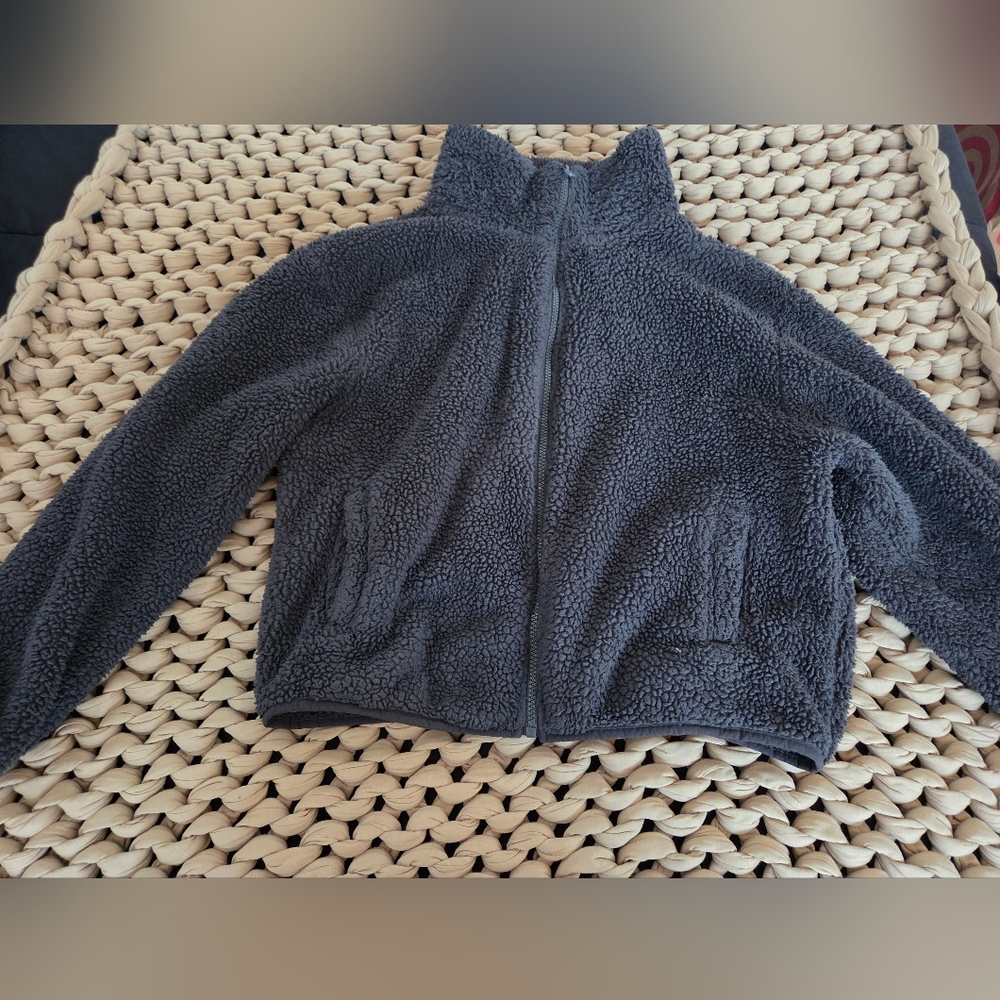 Cozy Grey Sherpa Zip-Up Jacket
